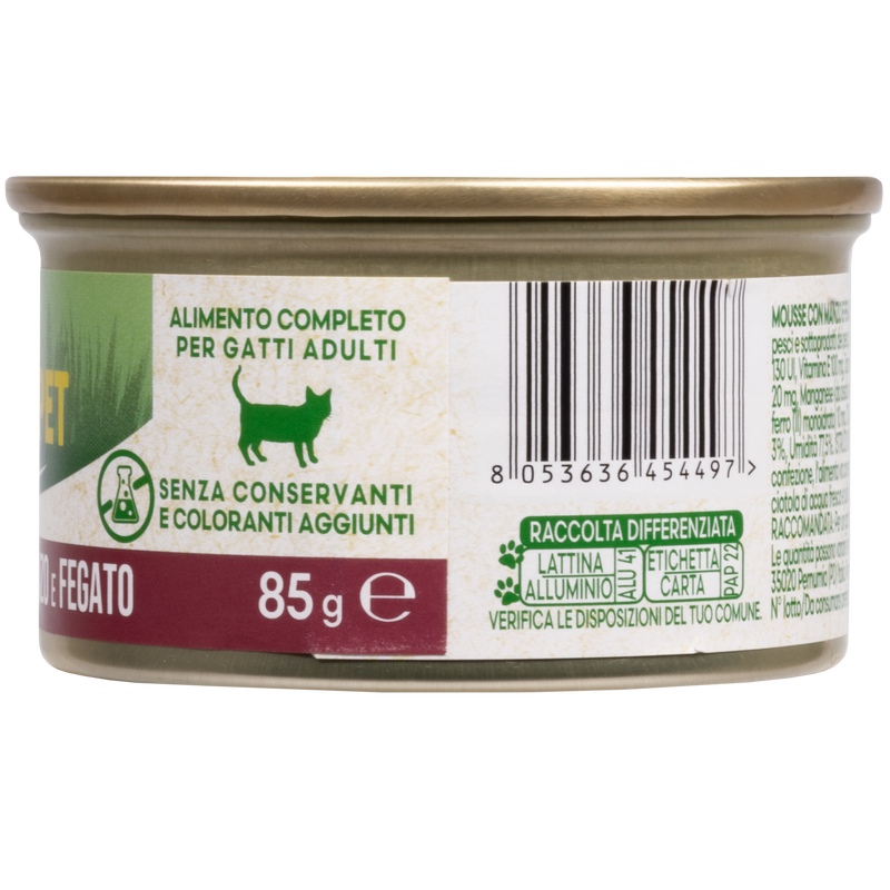 Naturalpet Cat Adult Mousse Manzo e Fegato 85 g