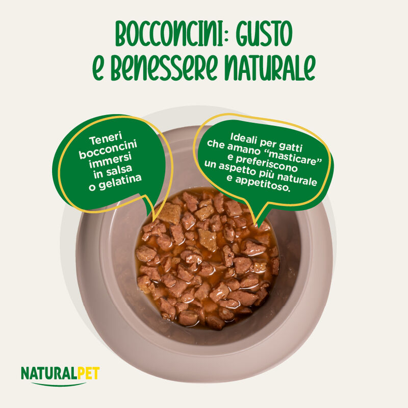 Naturalpet Cat Adult Bocconcini in salsa con Tacchino 85gr