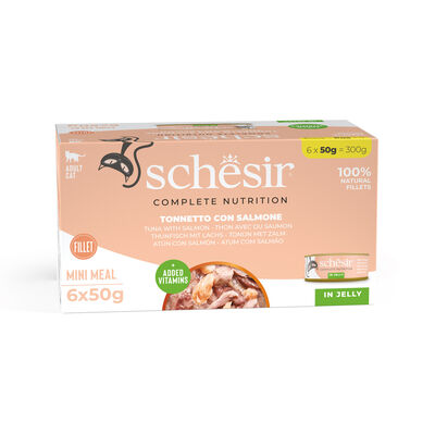 Schesir Complete Nutrition Gatto jelly multipack tonnetto e salmone 6x50g
