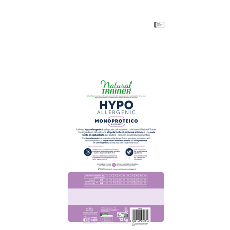 Natural Trainer Hypoallergenic Cani Adulti Anatra 12kg