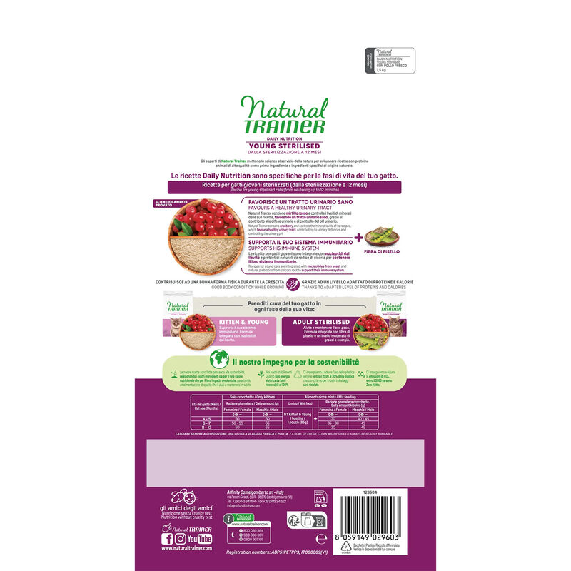 Natural Trainer Cat Young Sterilized Pollo 300gr