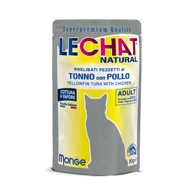 LeChat Natural Cat Adult Pezzetti di Tonno con Pollo 80 gr