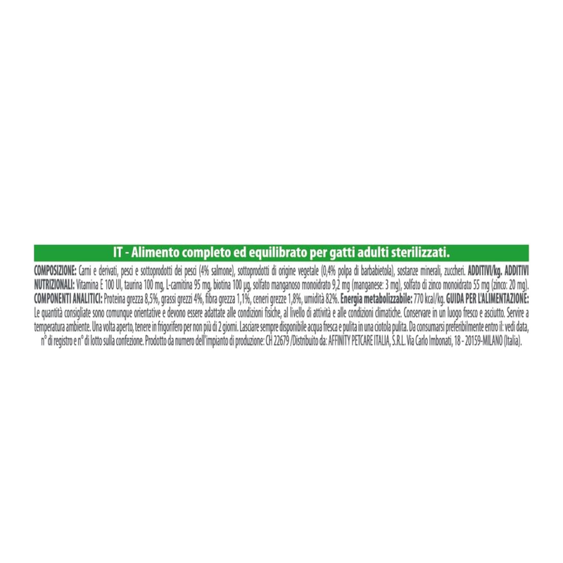 Natural Trainer Cat Steril straccetti con Salmone 85gr