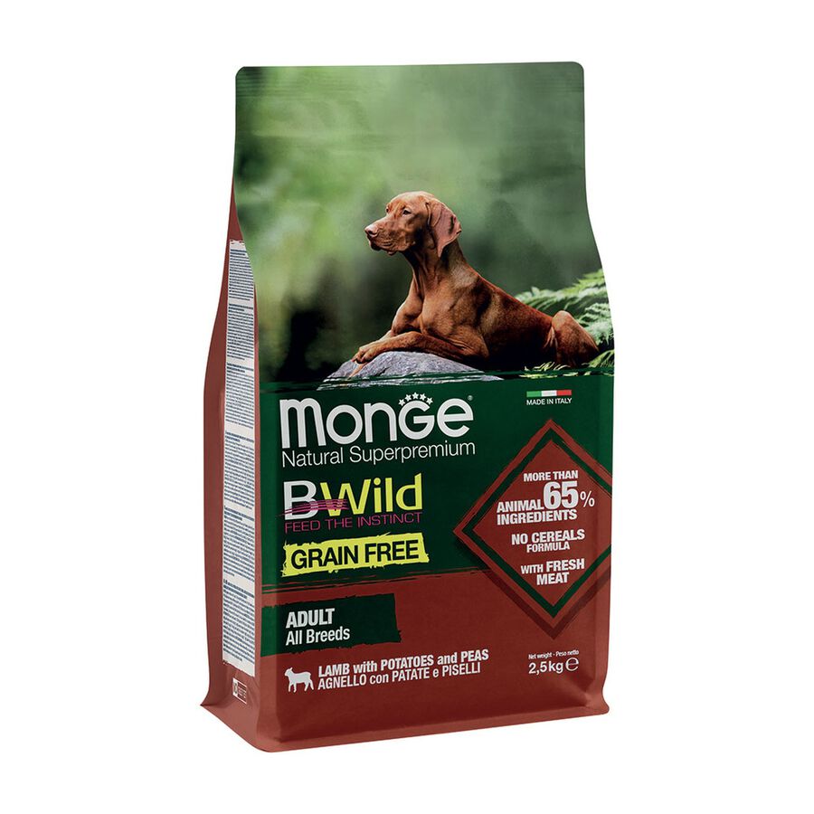 Monge BWild Crocchette Grain Free per cani adulti Agnello con patate 2,5 kg