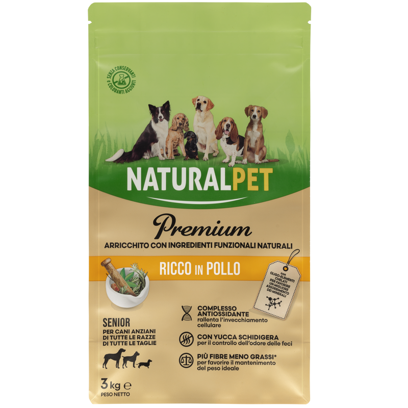 Naturalpet Premium Dog Adult Senior All breeds ricco in Pollo 3 kg 