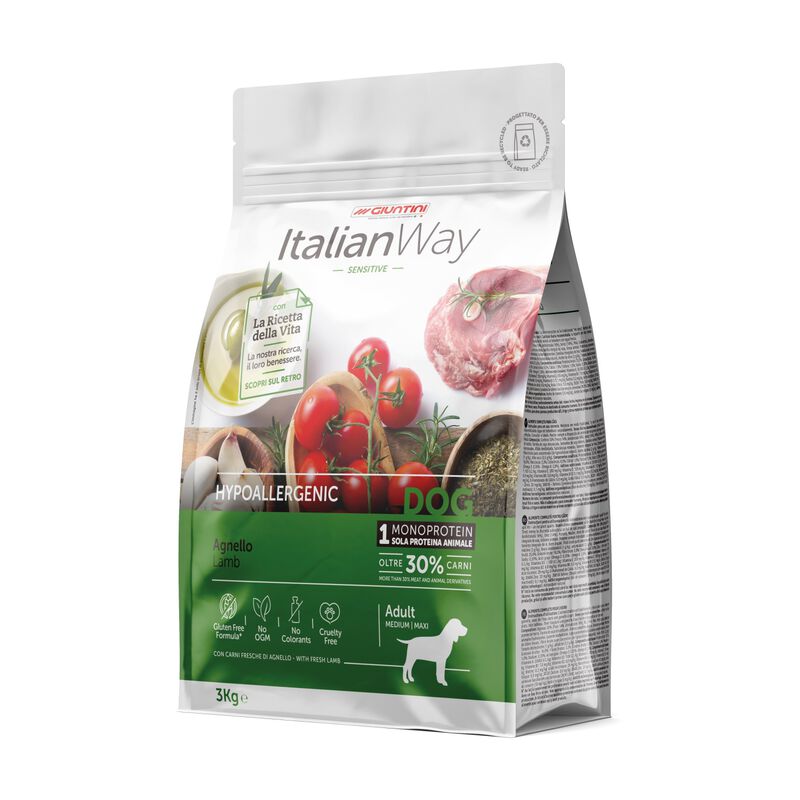 Italianway Hypoallergenic Crocchette per cani adulti Tg Medium&Maxi Agnello 12 kg
