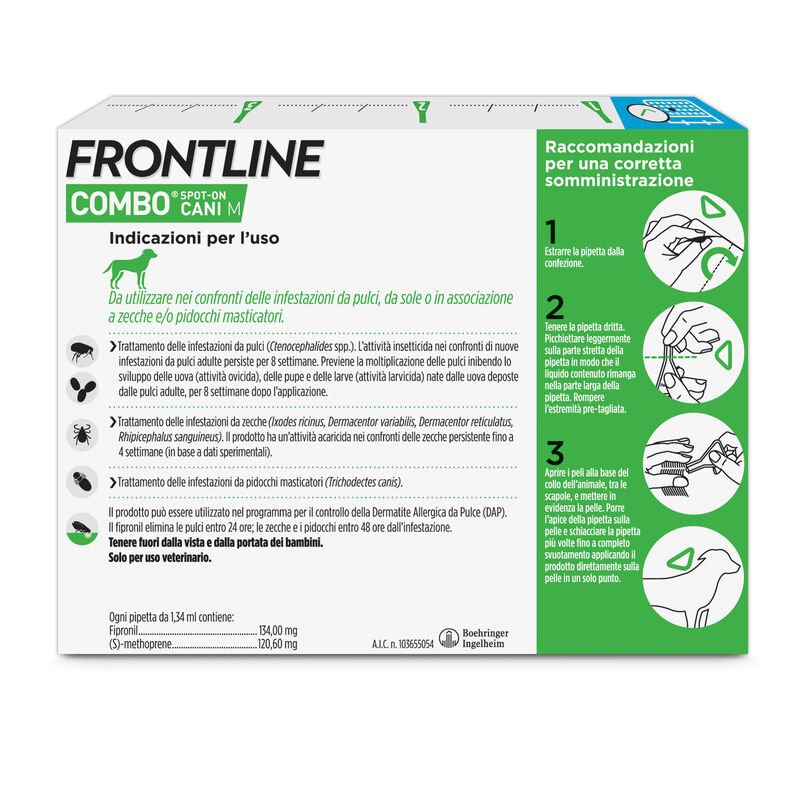 Frontline Combo Spot-On cane medio 10-20 kg 3 pipette