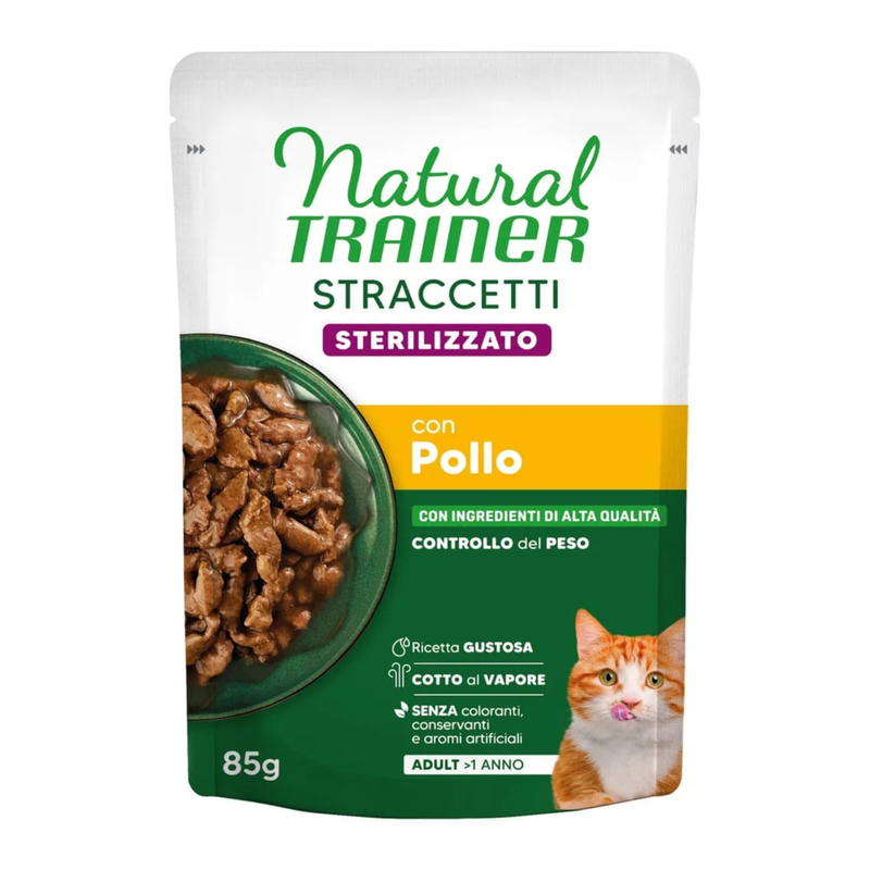 Natural Trainer Cat Adul Sterilised straccetti con pollo 85gr