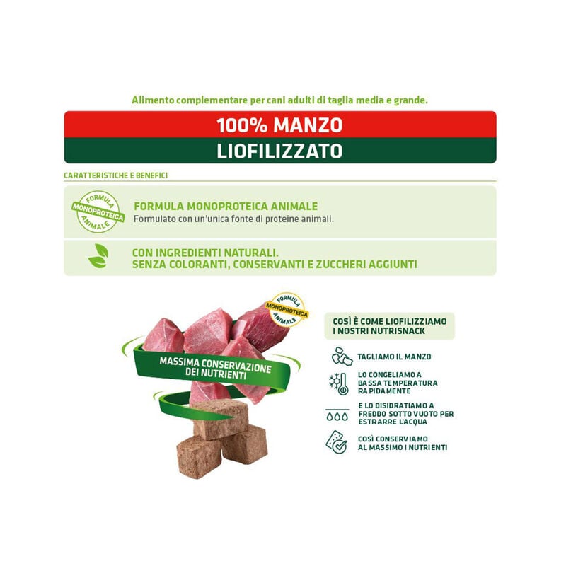 Natural Trainer Freeze Dried Nutrisnack Med&Max Manzo 50G