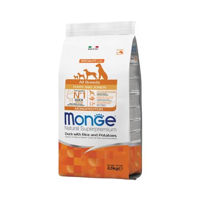 Monge Natural Superpremium Monoprotein per Cuccioli All Breeds con Anatra 2,5 kg