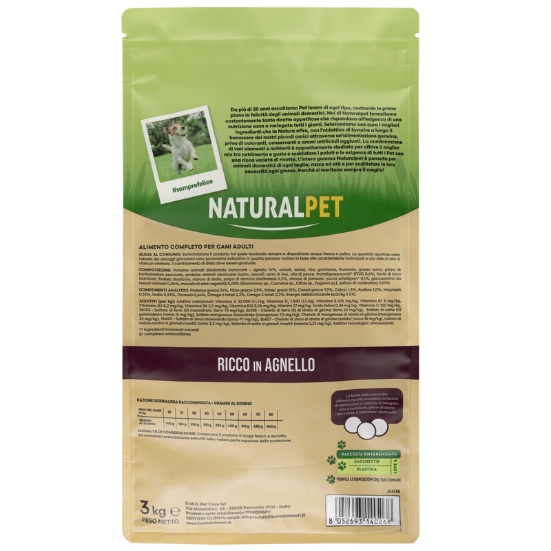 Naturalpet Premium Dog Adult Medium&Large ricco in Agnello 3 kg