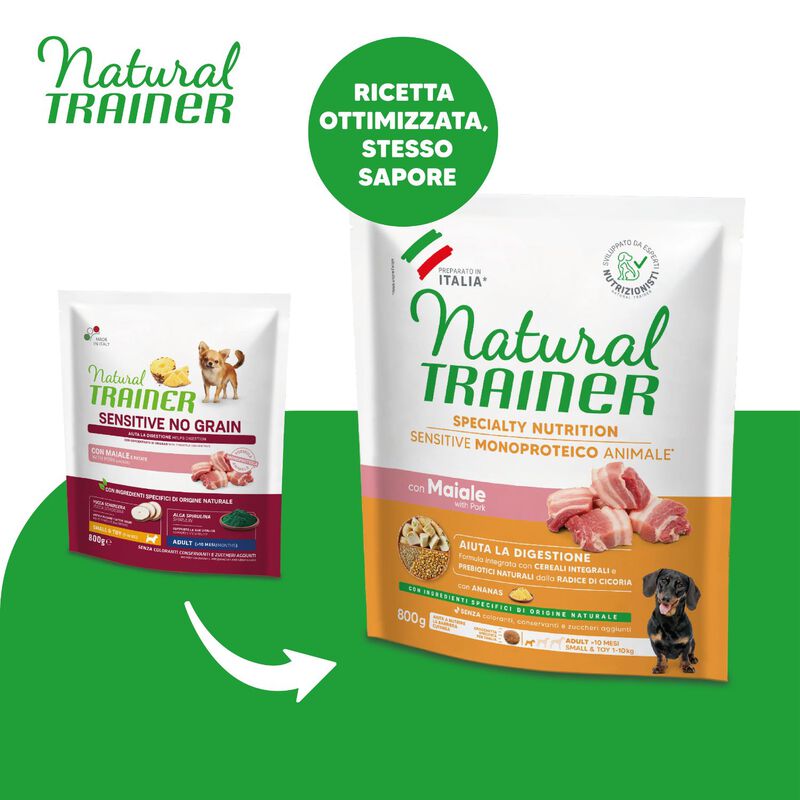 Natural Trainer Sensitive Dog Mini No Gluten Maiale 800 gr