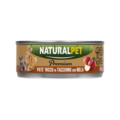 Naturalpet Premium Cat Adult Paté ricco in Tacchino con mela 85gr