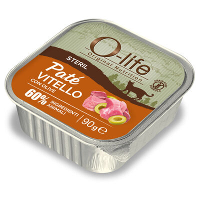 O-life Cat Adult Sterilised Pat&eacute; Vitello con olive 90gr