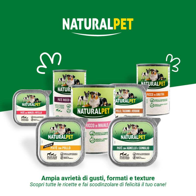 Naturalpet Le Delizie Dog Adult Bocconcini con tacchino, piselli ed erbe 150gr