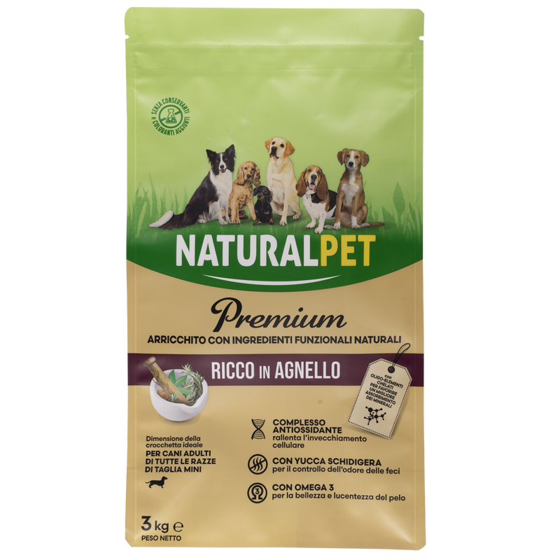 Naturalpet Premium Dog Adult Mini ricco in Agnello 3 kg