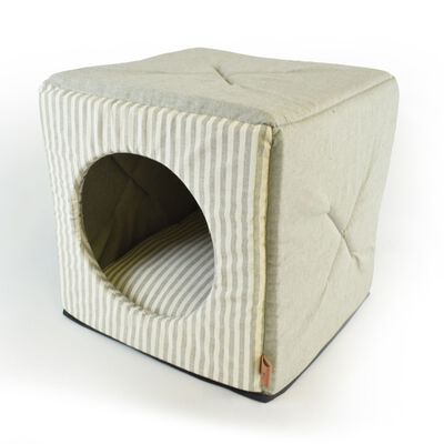 L'Isola dei Tesori Cuccia Cubo Righe Verdi 40x40x40 cm