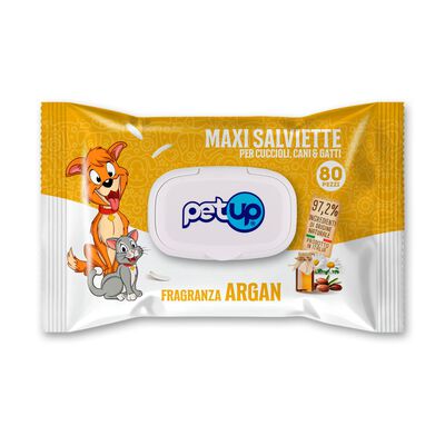 Petup Maxi Salviette per cuccioli, cani e gatti all'Argan 80 pz