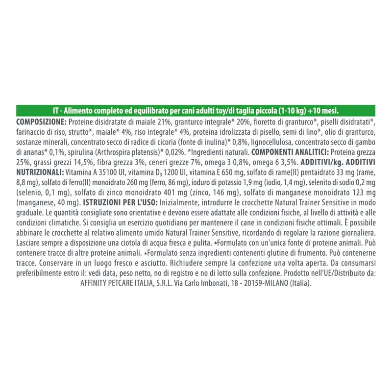 Natural Trainer Dog Adult Mini Sensitive Grain Free con Maiale 7 kg
