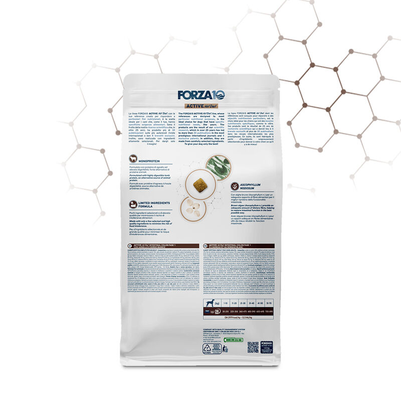 Forza10 Active Vet Diet Dog Adult Intestinal Colon Fase 1 Agnello e sorgo bianco 10 kg