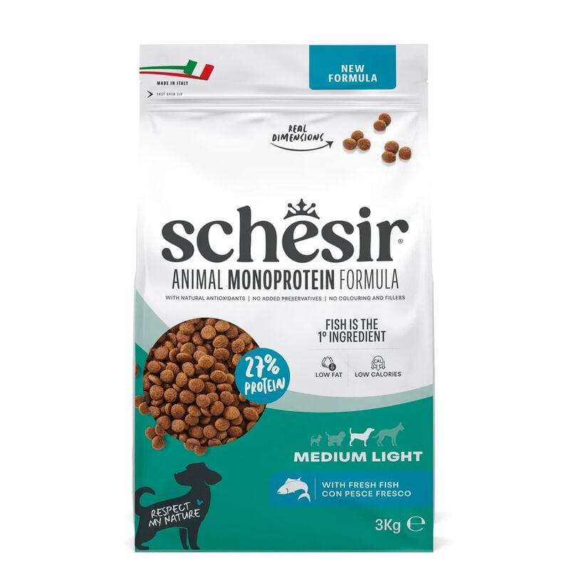 Schesir Light Crocchette per cani adulti medium Pesce 12 kg
