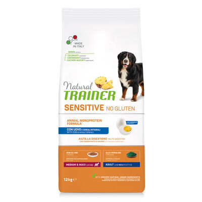 Natural Trainer Dog Adult Medium&Maxi Sensitive Gluten Free con Uovo 12 kg - Scad. Novembre 25