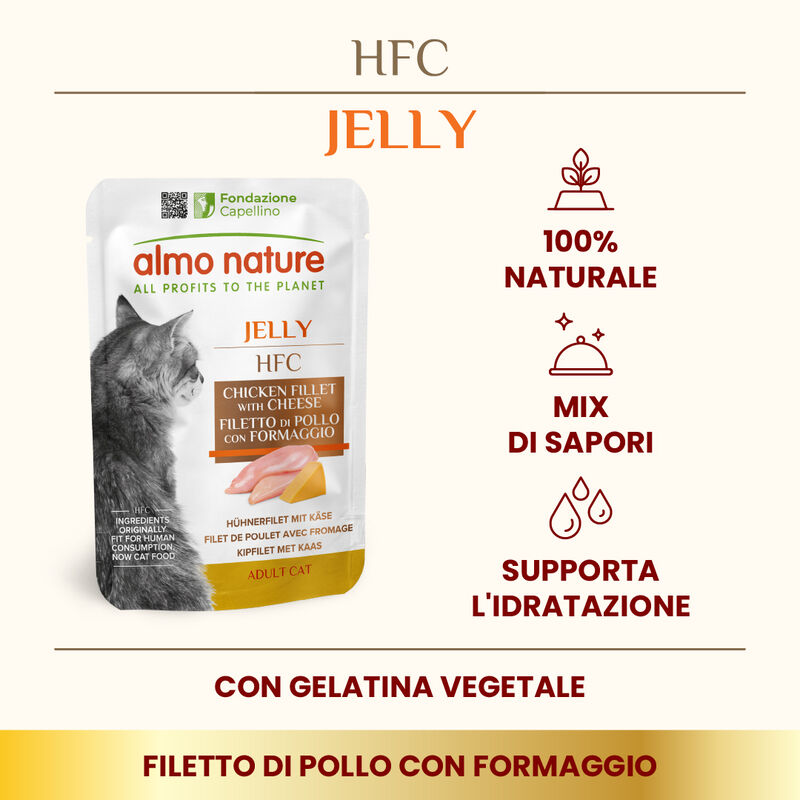 Almo Nature HFC Cat Jelly Filetto di Pollo con Formaggio 55g