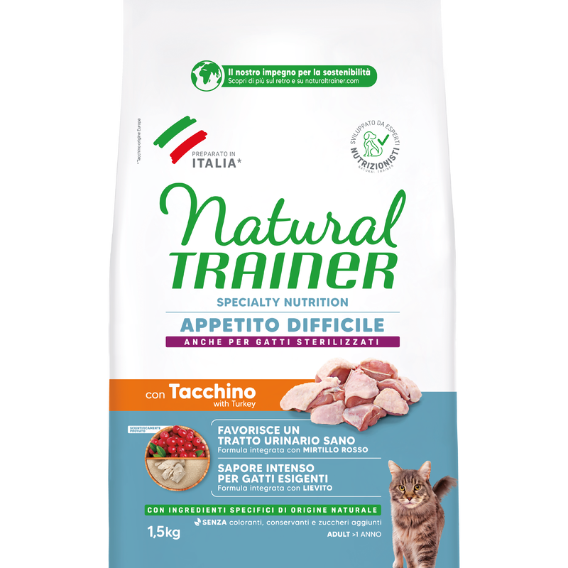 Natural Trainer Cat Adult Exigent con Tacchino 1,5 kg