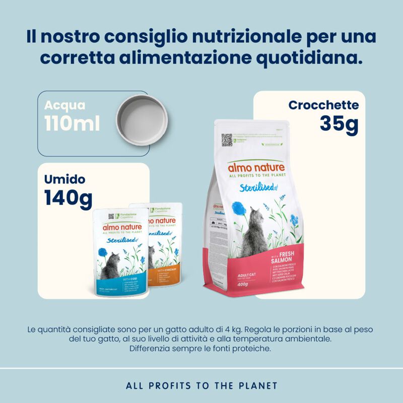 Almo Nature Holistic Sterilised Cat Adult con Salmone 400 gr