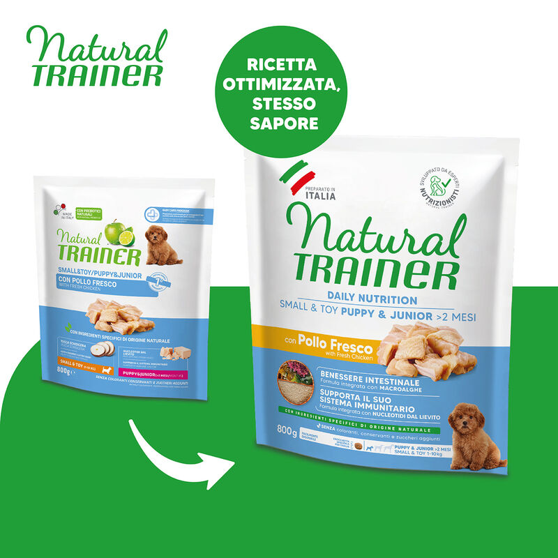 Natural Trainer Dog Adult Small & Toy Puppy & Junior con Pollo Fresco 800 gr