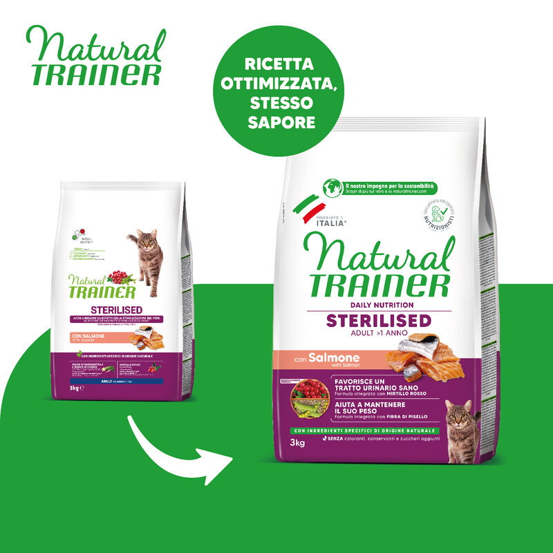 Natural Trainer Cat Adult Sterilised Salmone 3 kg