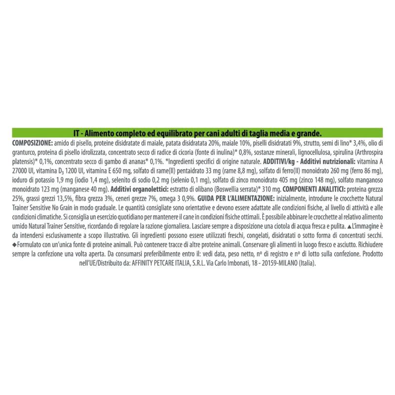 Natural Trainer Dog Sensitive Medium&Maxi Grain Free al Maiale 3 kg