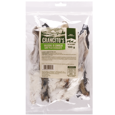Carncito's Dog Adult Orecchie di coniglio con pelo essiccate 100 gr