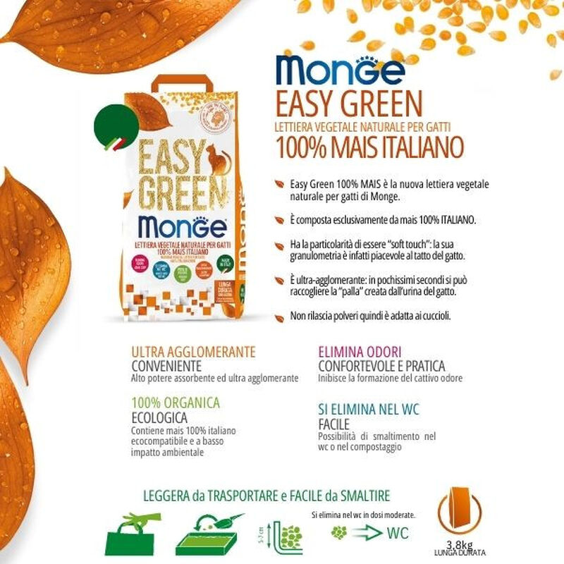 Monge Lettiera Easy Green 100% Mais Italiano 3.8 kg