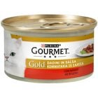 Gourmet Gold Cat Adult Dadini in Salsa con Manzo, Salmone e Pollo, e con Pollo e Fegato 24x85 gr