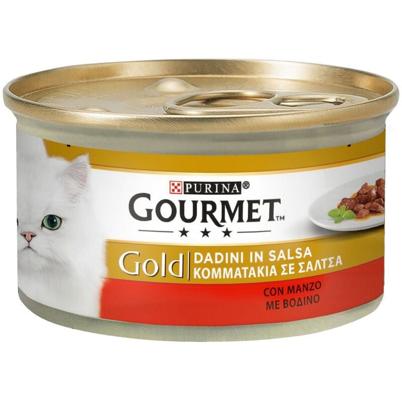 Gourmet Gold Cat Adult Dadini in Salsa con Manzo, Salmone e Pollo, e con Pollo e Fegato 24x85 gr