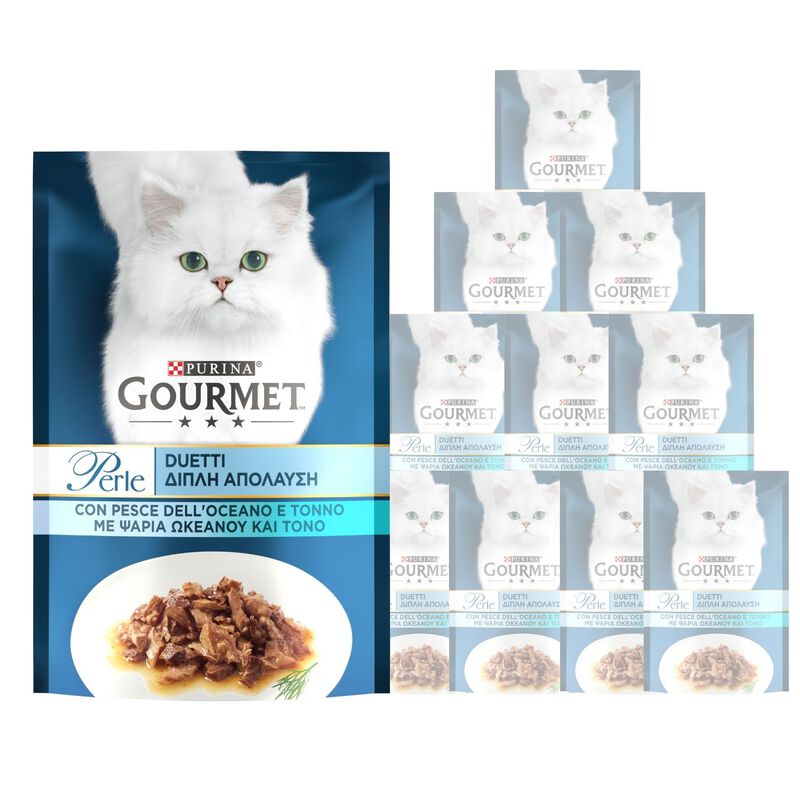 Gourmet Perle Duetti Cat Adult con Pesce dell'Oceano e Tonno 85 gr