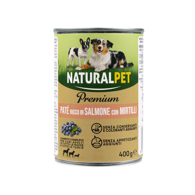 Naturalpet Premium Dog Adult Paté ricco in Salmone con mirtilli 400 gr
