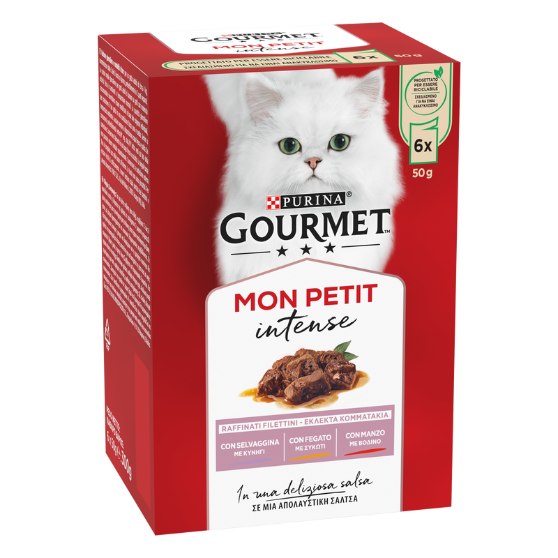 Gourmet Mon Petit Cat Adult con Selvaggina, Fegato, Manzo 6x50 gr