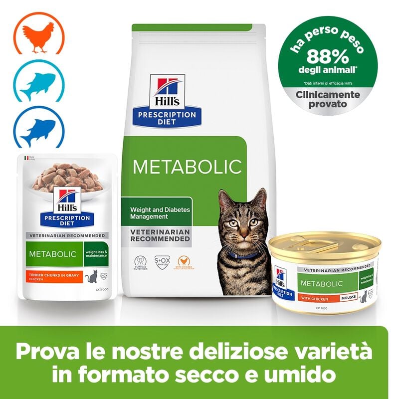 Hill's Prescription Diet Metabolic Alimento Umido per gatti con Pollo 85 gr
