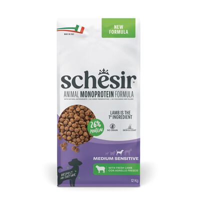 Schesir Sensitive Crocchette per cani adulti medium Agnello 12 kg