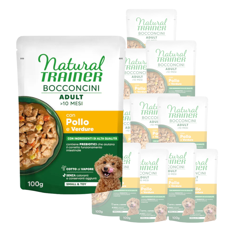 Natural Trainer Dog Adult Small&Toy con pollo in salsa 100 gr