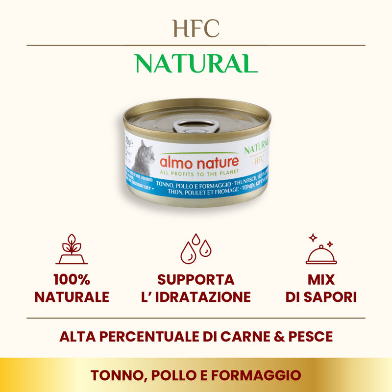 Almo Nature HFC Natural Cat Tonno, Pollo e Formaggio 70 gr