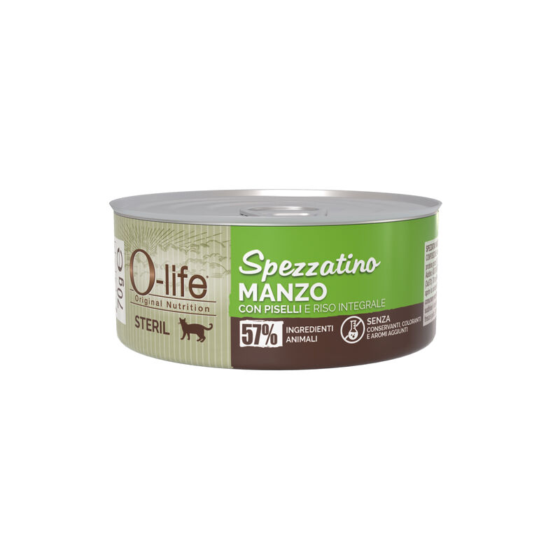 O-life Spezzatino con Manzo e piselli per Gatti Steril 70gr