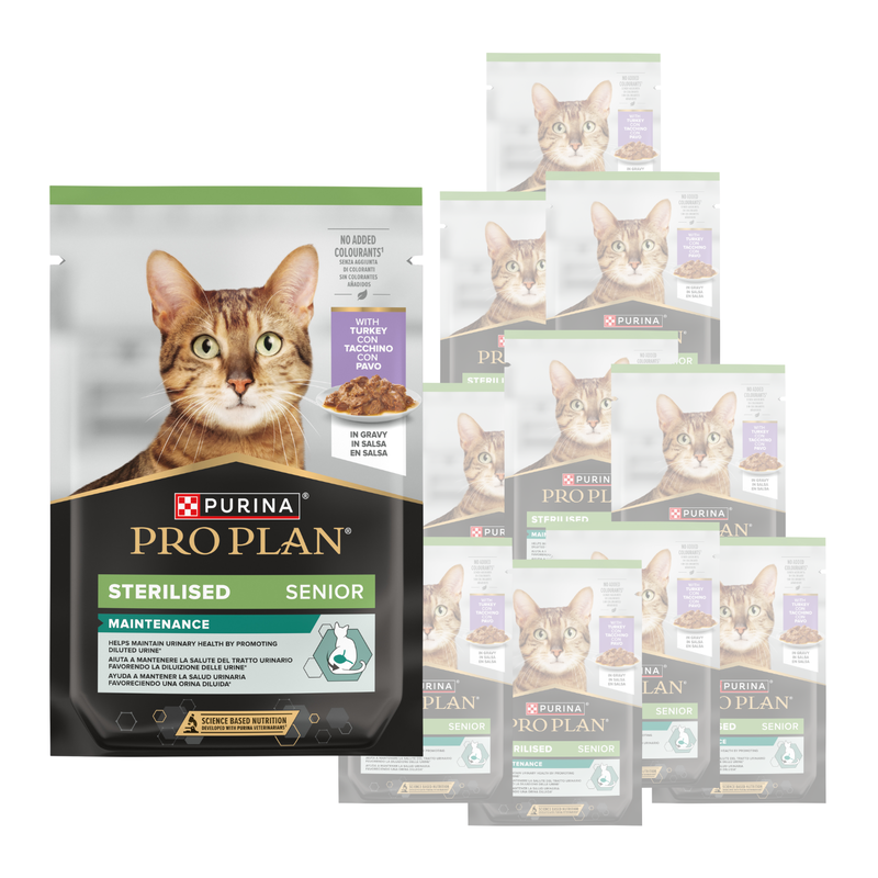 Purina Pro Plan Cat Adult Sterilised Senior 7+ anni Maintenance con tacchino in salsa 85gr