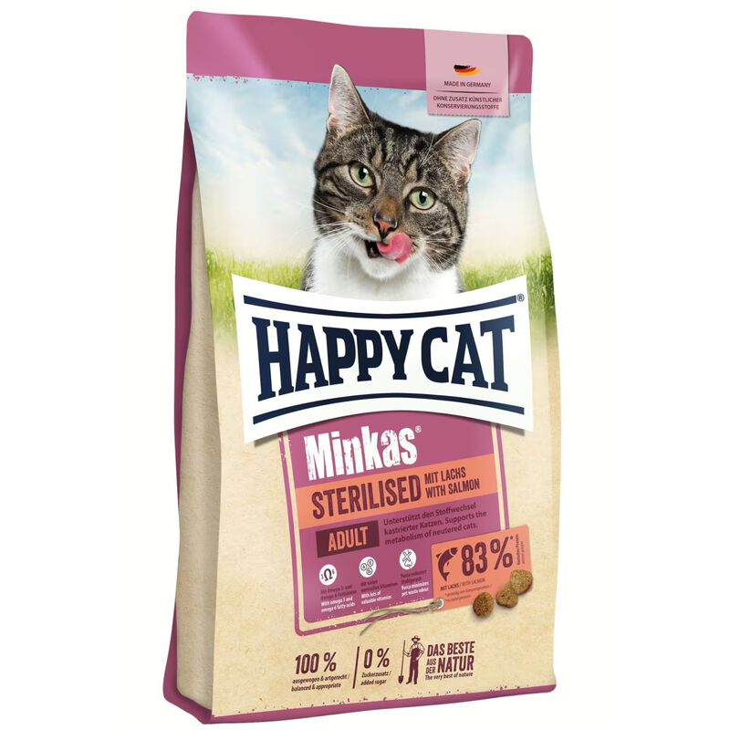 Happy Cat Minkas Sterilised Crocchette per gatti sterilizzati Salmone 4 kg
