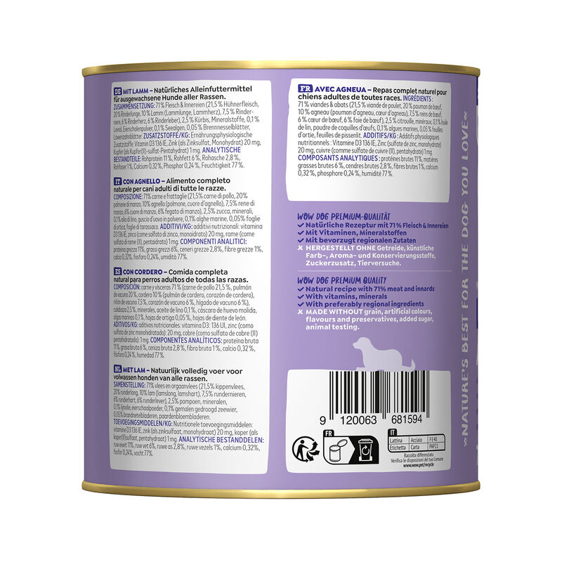 Wow Dog Adult Agnello con zucca e ortica 800 gr