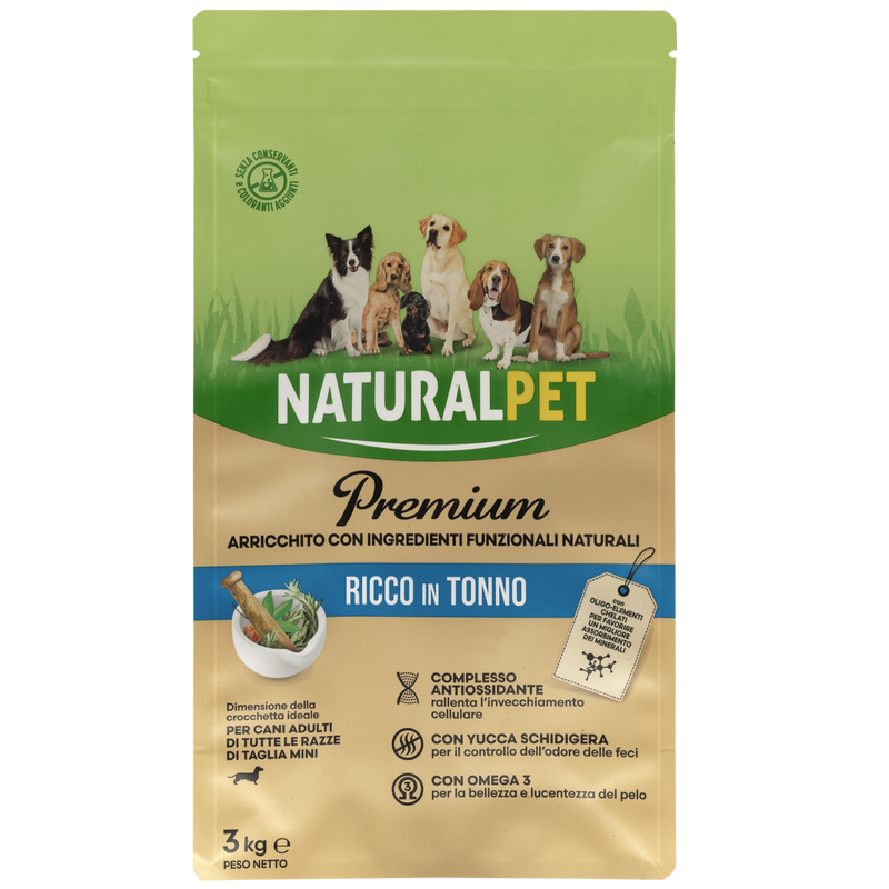 Naturalpet Premium Dog Adult Mini ricco in Tonno 3 kg 