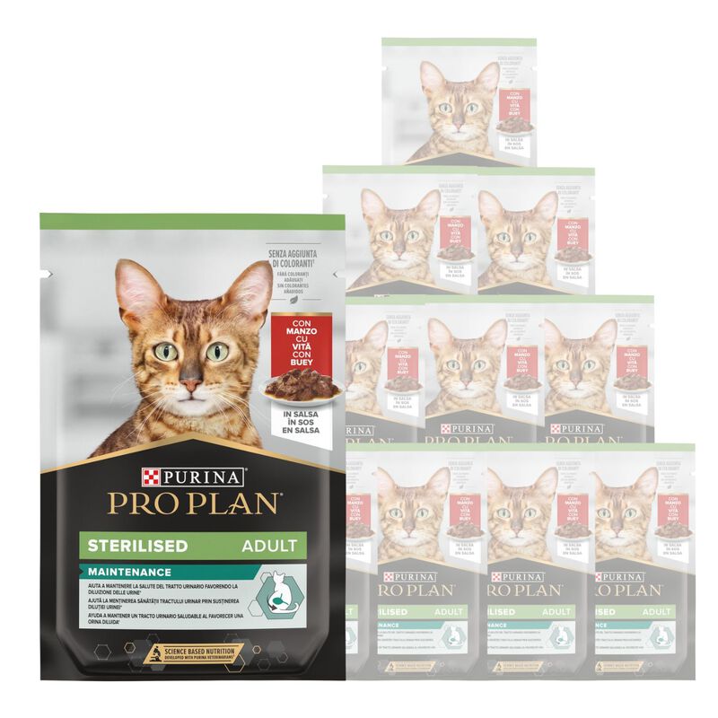 Purina Pro Plan Cat Adult Sterilised Maintenance con Manzo in Salsa 85 gr