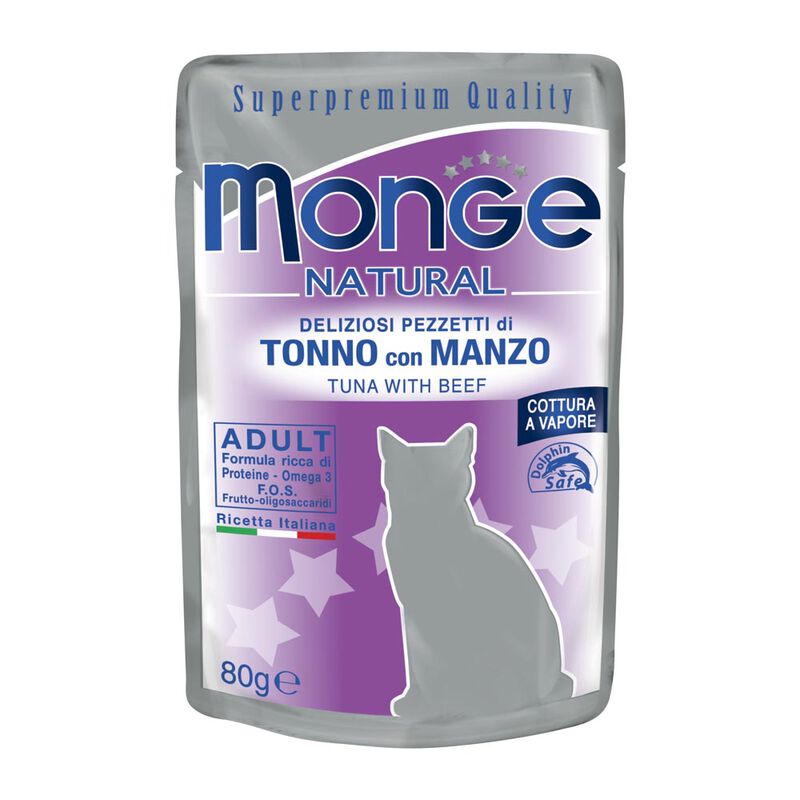 Monge Natural Cat Adult Pezzetti di Tonno con Manzo 80 gr